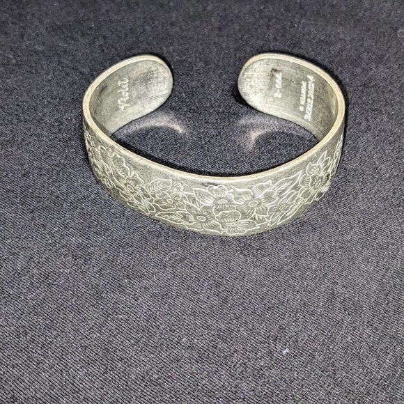 Kirk Stieff Pewter Wide Cuff Bracelet Violet Flower Of the Month February 900-2 - Picture 8 of 8